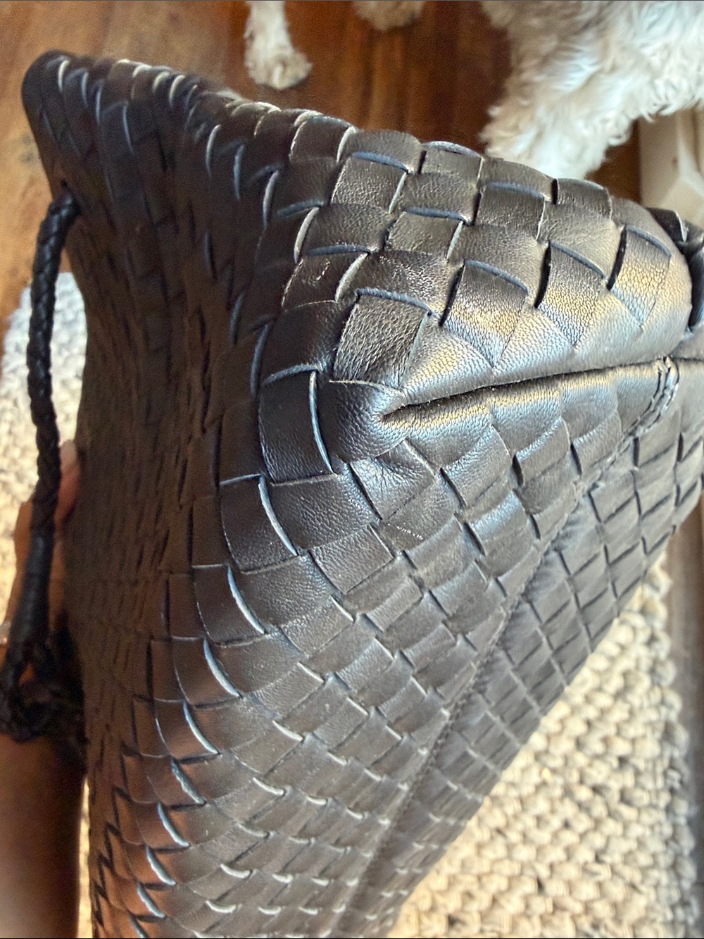 Quince Italian Woven Leather Satchel in Black - Picture 4 of 8